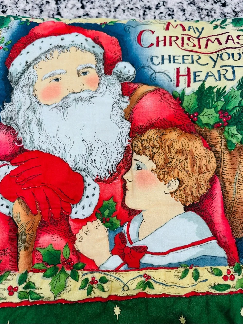 Vintage Santa Christmas Holiday Panel Quilt
